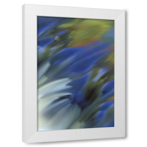 MI, Cascading river water reflecting sky in fall White Modern Wood Framed Art Print by Carlson, Mark