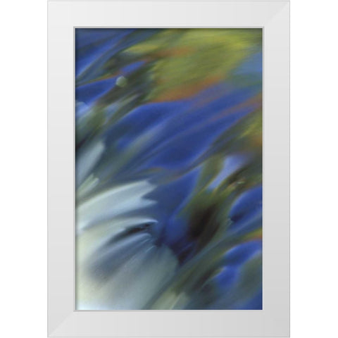 MI, Cascading river water reflecting sky in fall White Modern Wood Framed Art Print by Carlson, Mark