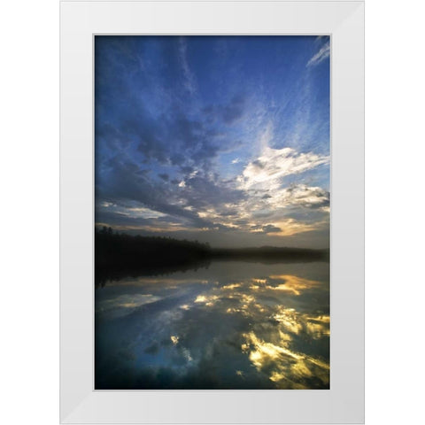 Michigan Sunrise sky reflected in Petes Lake White Modern Wood Framed Art Print by Rotenberg, Nancy