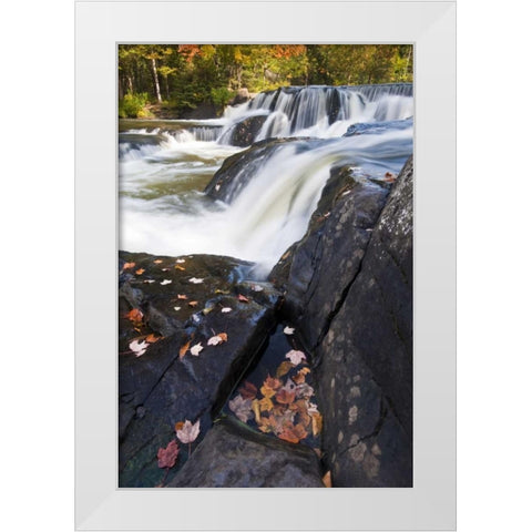 Michigan, Upper Peninsula View of Bond Falls White Modern Wood Framed Art Print by Rotenberg, Nancy