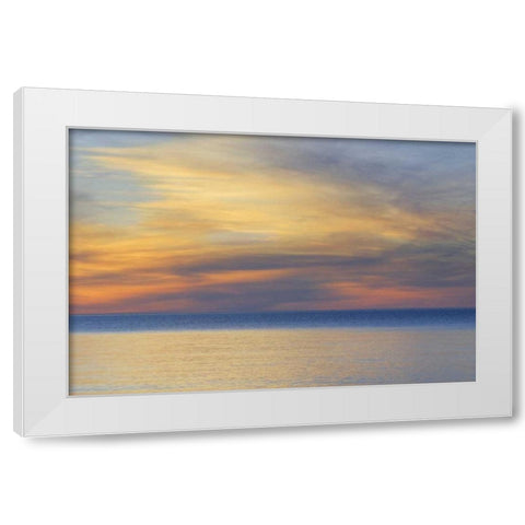 Michigan, Upper Peninsula Lake Superior sunset White Modern Wood Framed Art Print by Bush, Marie