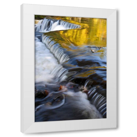 Michigan Bond Falls with fall reflections White Modern Wood Framed Art Print by Rotenberg, Nancy