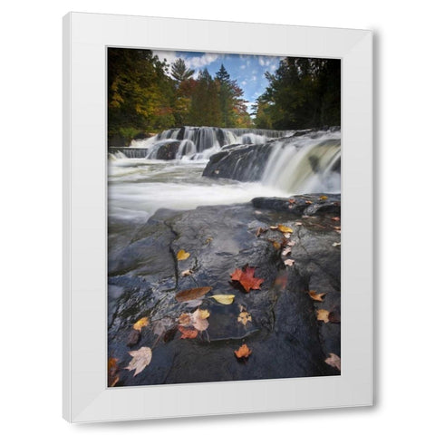 Michigan, Upper Peninsula Bond Falls in autumn White Modern Wood Framed Art Print by Rotenberg, Nancy
