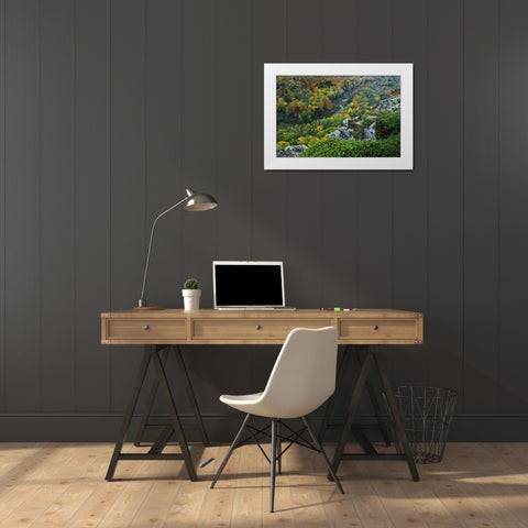 USA, Michigan River in autumn landscape White Modern Wood Framed Art Print by Rotenberg, Nancy