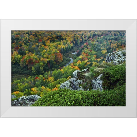 USA, Michigan River in autumn landscape White Modern Wood Framed Art Print by Rotenberg, Nancy