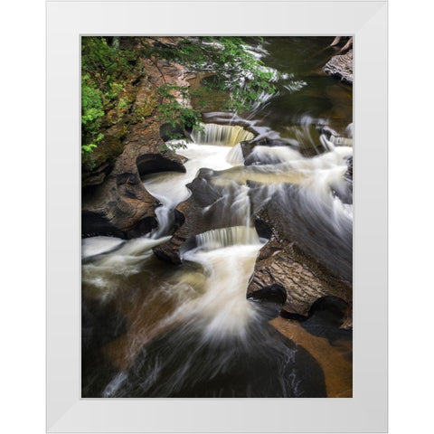 Michigan-Upper Peninsula The Wild and Scenic Presque Isle River creates these Potholes White Modern Wood Framed Art Print by Eggers, Julie