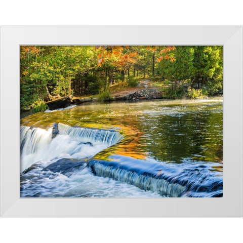 US-Michigan-Upper Peninsula Reflections on Bond Falls White Modern Wood Framed Art Print by Eggers, Julie