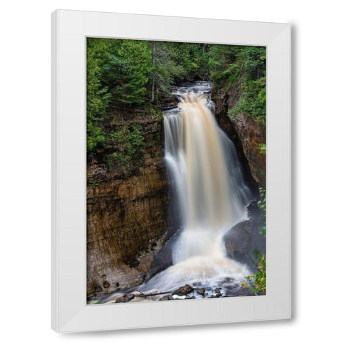 Miners Falls in fall-Pictured Rocks National Lakeshore-Alger County-Michigan White Modern Wood Framed Art Print by Day, Richard and Susan