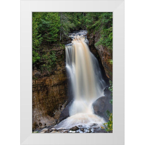 Miners Falls in fall-Pictured Rocks National Lakeshore-Alger County-Michigan White Modern Wood Framed Art Print by Day, Richard and Susan
