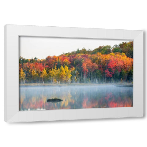 Council Lake in fall color-Alger County-Michigan White Modern Wood Framed Art Print by Day, Richard and Susan