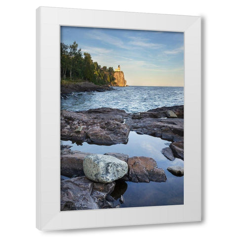 Split Rock Lighthouse State Park-North Shore Lake Superior-Minnesota White Modern Wood Framed Art Print by Majchrowicz, Alan