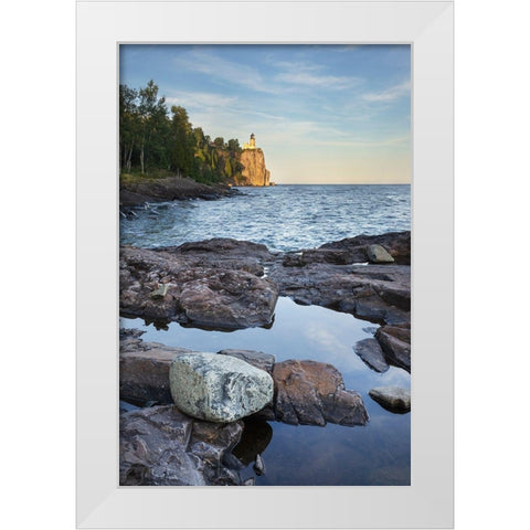 Split Rock Lighthouse State Park-North Shore Lake Superior-Minnesota White Modern Wood Framed Art Print by Majchrowicz, Alan
