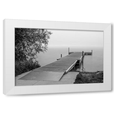 USA-Minnesota-Bemidji-Dock on Lake Bemidji White Modern Wood Framed Art Print by Hawkins, Peter
