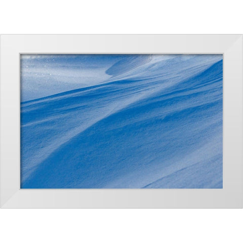 Snowdrift reflecting blue sky-Kalispell-Montana White Modern Wood Framed Art Print by Jones, Adam