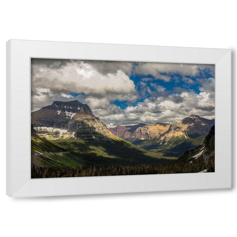 Summer view from Logan Pass-Glacier National Park-Montana White Modern Wood Framed Art Print by Jones, Adam