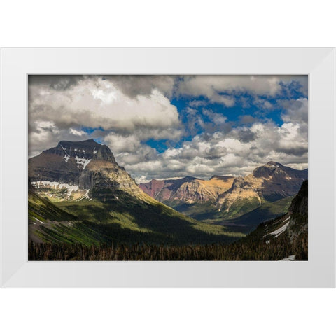 Summer view from Logan Pass-Glacier National Park-Montana White Modern Wood Framed Art Print by Jones, Adam