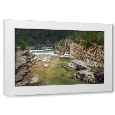 Kootenai Falls-Montana-a series of cascades on the Kootenai River White Modern Wood Framed Art Print by Majchrowicz, Alan