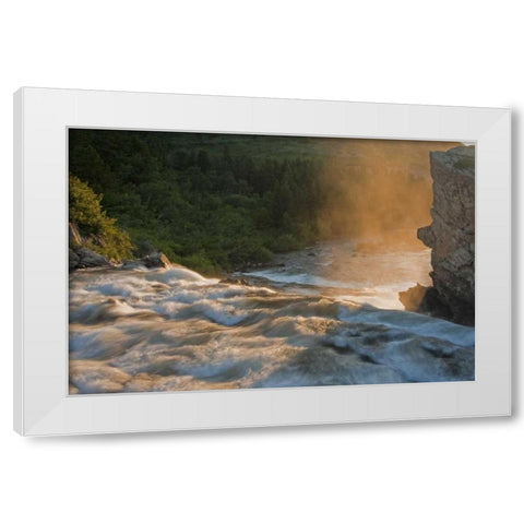 MT, Glacier NP Fog along Swiftcurrent Creek White Modern Wood Framed Art Print by Illg, Cathy and Gordon