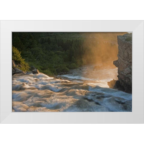 MT, Glacier NP Fog along Swiftcurrent Creek White Modern Wood Framed Art Print by Illg, Cathy and Gordon