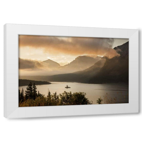 MT, Glacier NP Sunrise over St Mary Lake White Modern Wood Framed Art Print by Grall, Don