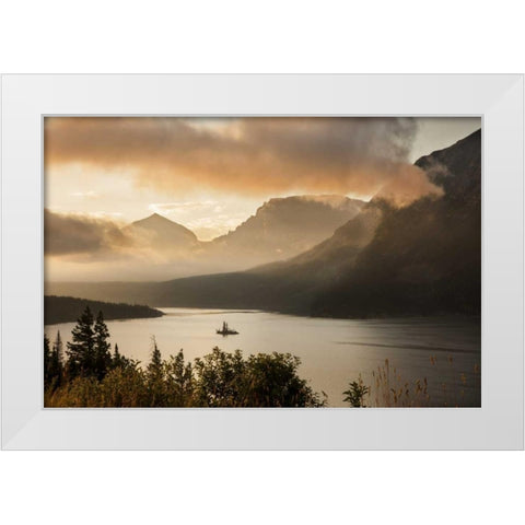 MT, Glacier NP Sunrise over St Mary Lake White Modern Wood Framed Art Print by Grall, Don
