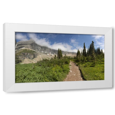 Montana, Glacier NP Hiking trail and landscape White Modern Wood Framed Art Print by Grall, Don