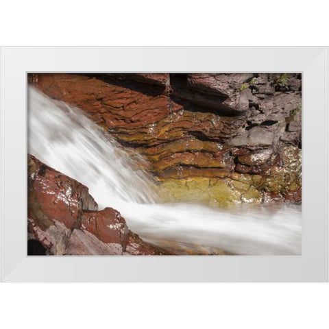 Montana, Glacier NP Ptarmigan Falls White Modern Wood Framed Art Print by Grall, Don