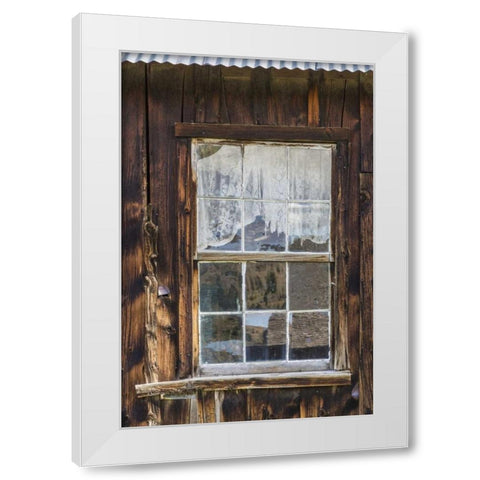 MT, Virginia City Window in vintage cabin White Modern Wood Framed Art Print by Paulson, Don
