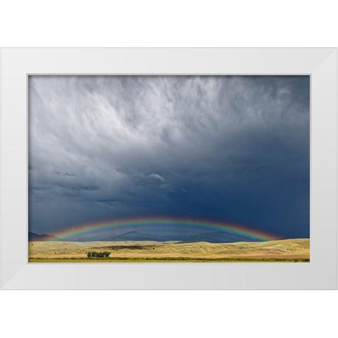 Montana Rainbow over stormy landscape White Modern Wood Framed Art Print by Jaynes Gallery