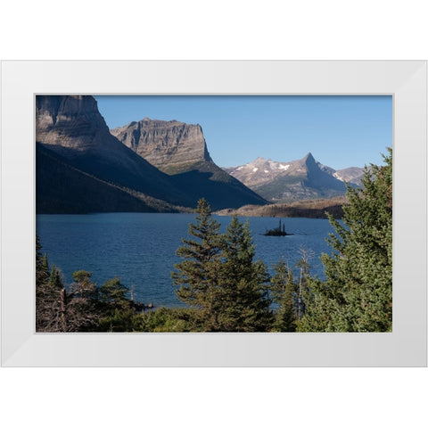 USA-Montana-Glacier National Park Landscape with St Mary Lake and mountains White Modern Wood Framed Art Print by Jaynes Gallery