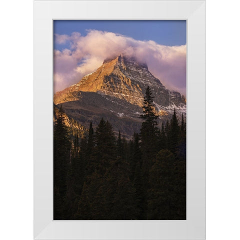 USA-Montana-Glacier National Park Reynolds Mountain at sunrise White Modern Wood Framed Art Print by Jaynes Gallery