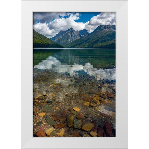 Quartz Lake with Vulture Peak in Glacier National Park-Montana-USA White Modern Wood Framed Art Print by Haney, Chuck