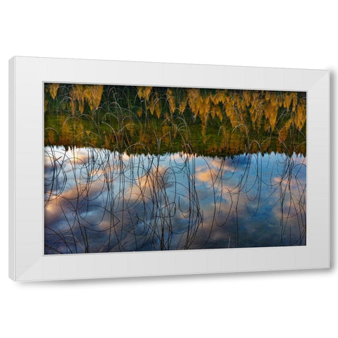 Autumn reflections in Spencer Lake near Whitefish-Montana-USA White Modern Wood Framed Art Print by Haney, Chuck