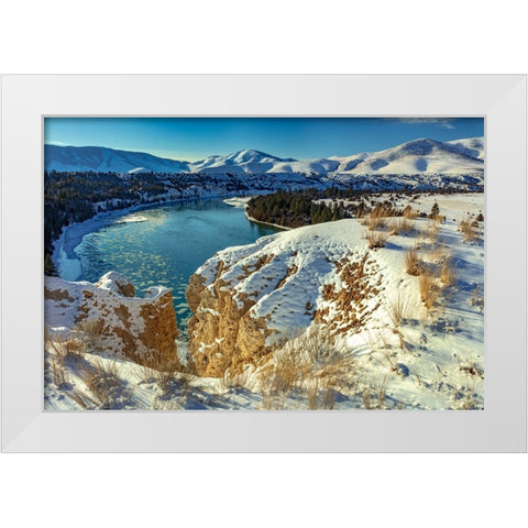 The Flathead River after a fresh snowfall in the Mission Valley-Montana-USA White Modern Wood Framed Art Print by Haney, Chuck