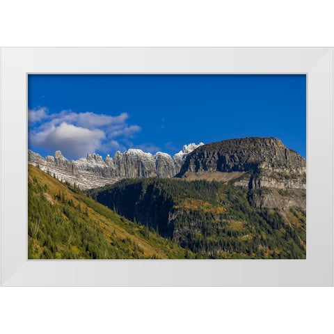 The Garden Wall and Haystack Butte with seasons first snow in Glacier National Park-Montana-USA White Modern Wood Framed Art Print by Haney, Chuck
