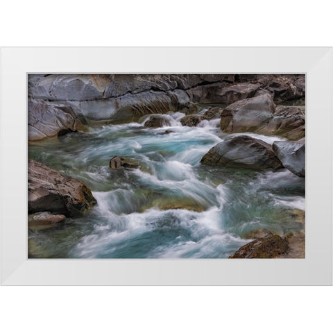 Sacred Dancing Cascade in McDonald Creek in Glacier National Park-Montana-USA White Modern Wood Framed Art Print by Haney, Chuck