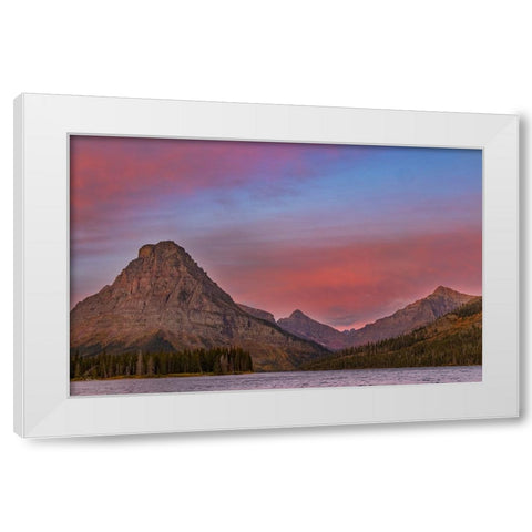 Sunrise on Two Medicine Lake in Glacier National Park-Montana-USA White Modern Wood Framed Art Print by Haney, Chuck