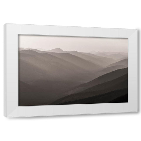 Wildfire smoke and clouds mixing-Upper Whitefish Valley Stillwater State Forest near Whitefish White Modern Wood Framed Art Print by Haney, Chuck