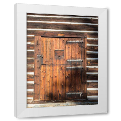 Montana- Glacier National Park. Lubec Barn (1926)- Door close-up White Modern Wood Framed Art Print by Wild, Jamie and Judy