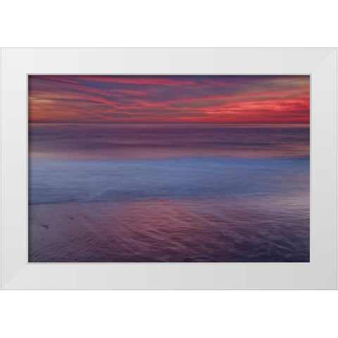 New Jersey, Cape May Sunrise on ocean shore White Modern Wood Framed Art Print by OBrien, Jay