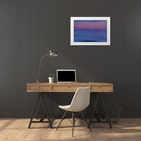 New Jersey, Cape May Sunrise on ocean shore White Modern Wood Framed Art Print by OBrien, Jay