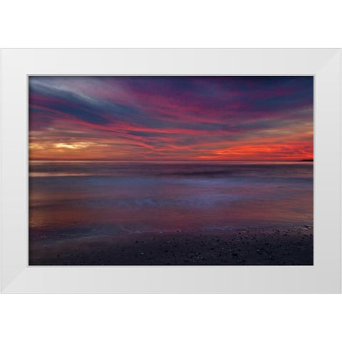 New Jersey, Cape May Sunrise on ocean shore White Modern Wood Framed Art Print by OBrien, Jay