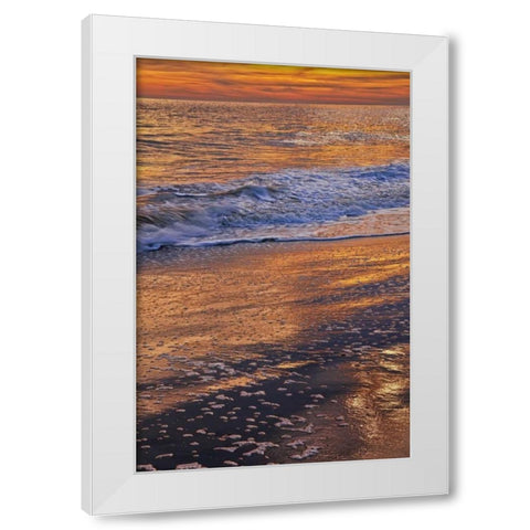 New Jersey, Cape May Sunset on the beach White Modern Wood Framed Art Print by OBrien, Jay