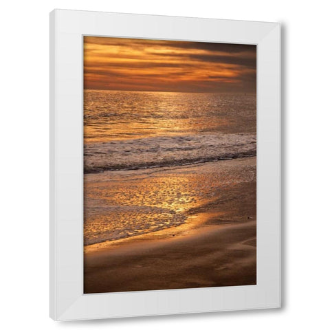 New Jersey, Cape May Sunset on the beach White Modern Wood Framed Art Print by OBrien, Jay