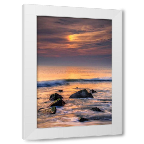 New Jersey, Cape May Scenic on Cape May Beach White Modern Wood Framed Art Print by OBrien, Jay