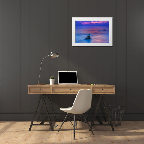 New Jersey, Cape May Scenic on Cape May Beach White Modern Wood Framed Art Print by OBrien, Jay