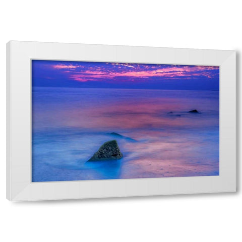 New Jersey, Cape May Scenic on Cape May Beach White Modern Wood Framed Art Print by OBrien, Jay