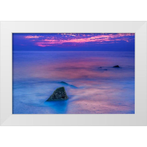 New Jersey, Cape May Scenic on Cape May Beach White Modern Wood Framed Art Print by OBrien, Jay
