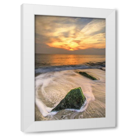 New Jersey, Cape May Scenic on Cape May Beach White Modern Wood Framed Art Print by OBrien, Jay