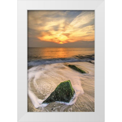 New Jersey, Cape May Scenic on Cape May Beach White Modern Wood Framed Art Print by OBrien, Jay